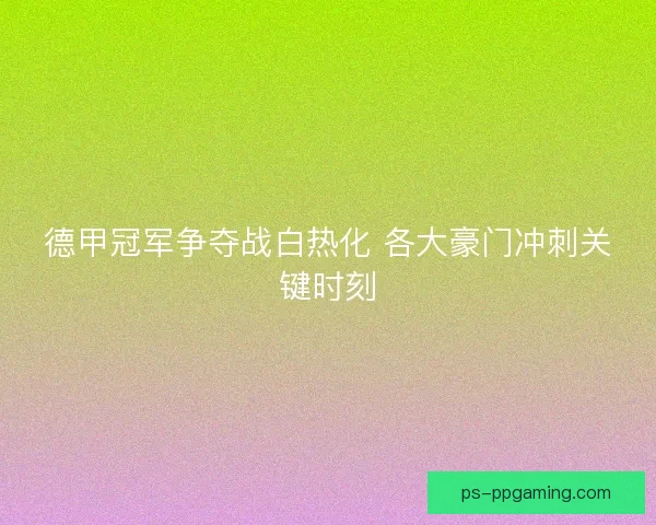 德甲冠军争夺战白热化 各大豪门冲刺关键时刻